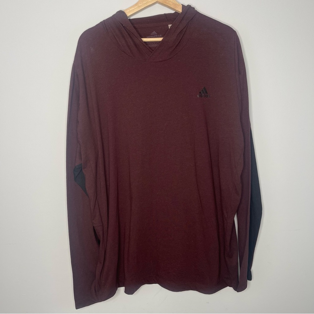 Adidas Ultimate 2.0 Burgundy Lightweight Long Sleeve Shirt‎ with Hood (XX-Large)